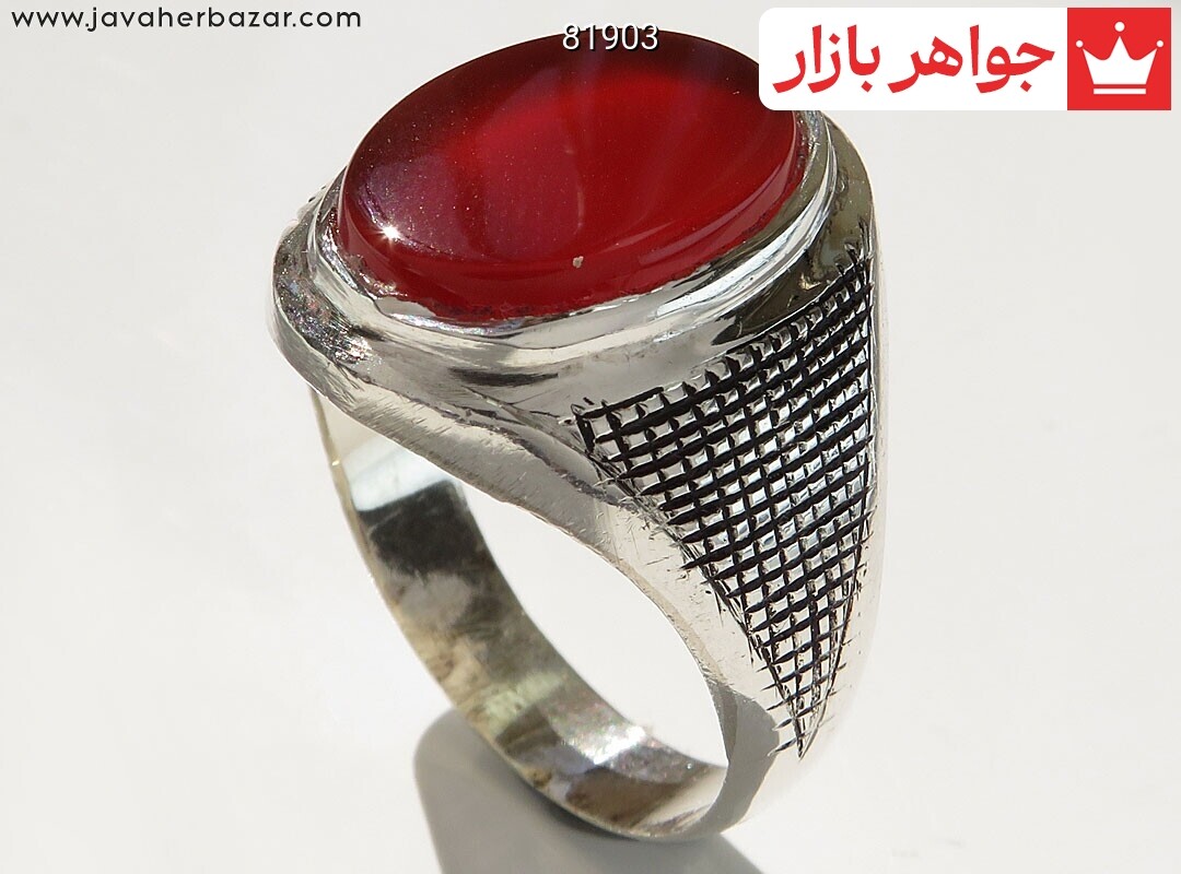 انگشتر نقره عقیق قرمز اسپرت مردانه [حرز کبیر امام جواد]